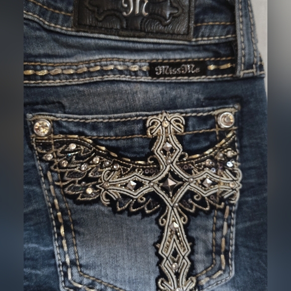 Miss Me Skinny Jeans, Blue Denim, White Wash, Hailey Skinny, Med Rise, 26 - Picture 5 of 15